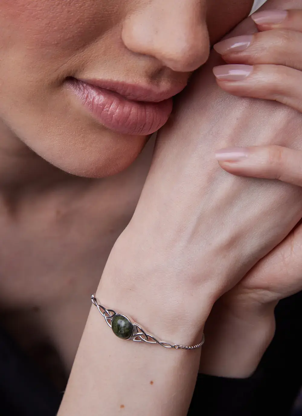 Sterling Silver Connemara Marble Trinity Knot Bracelet